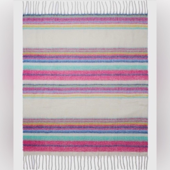 Free People Colorful Skye Stripe Throw Blanket Wrap, NWT - Picture 6 of 11